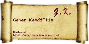 Geher Kamélia névjegykártya